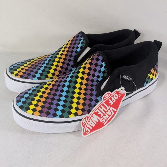 Vans Asher Rainbow Mini Check Slip-on Shoes US 5 New with Tags Out of Box Clean - Picture 1 of 16